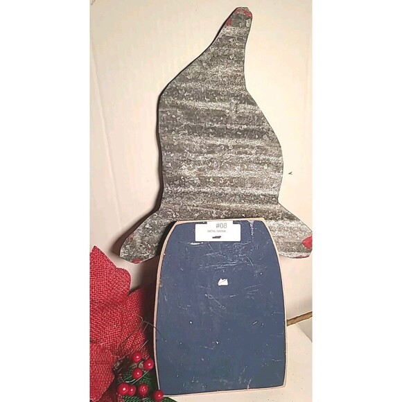 NWT Rustic Handmade Metal/ Wood 15"x 8" Christmas Gnome - Picture 5 of 5